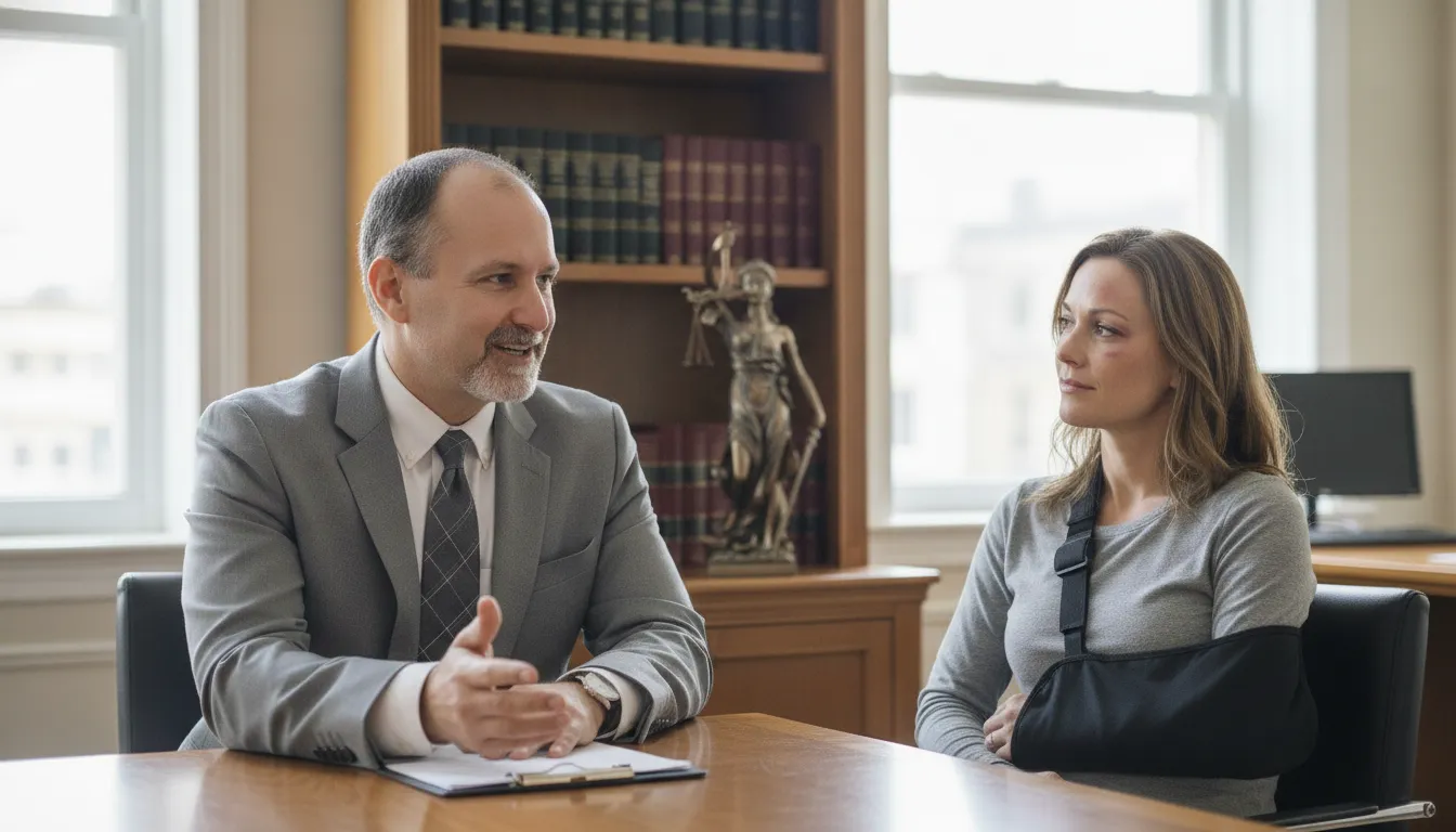 California attorney discussing an inadequate security injury claim with a client